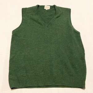 Vintage Simpsons Green V-Neck Sweater Vest - 100% Lambswool Large